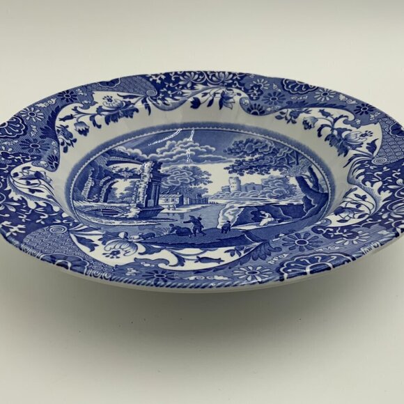 SPODE 8 1/2” SCALLOPED RIM BOWL “Blue Italian” Original Design c1860 ENGLAND - Picture 4 of 5